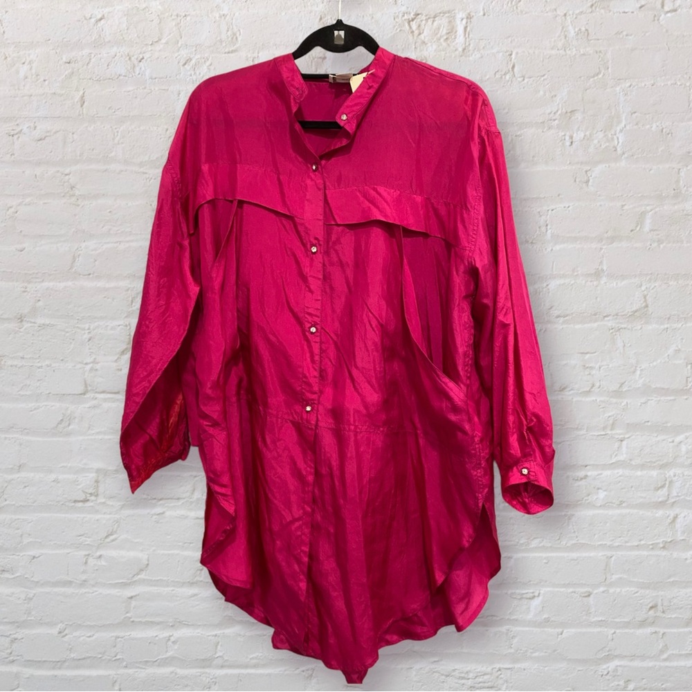 •2/$40• VTG 80s/90s Phyllis Sues Flawed Magenta Pink Blouse NWT